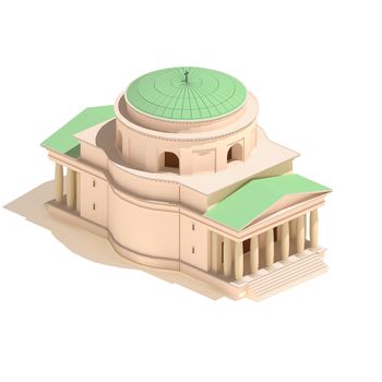 Flat 3d model isometric Christian church icon building illustration isolated on white background