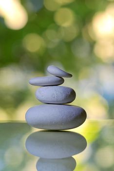 stack of white pebble stones in nature