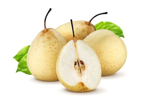 Chinese pears isolated on white background with clipping path. Collection