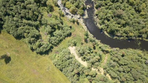 Gauja river Latvia drain into Baltic Sea aerial drone top view