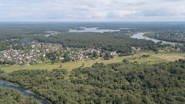 Gauja river Latvia drain into Baltic Sea aerial drone top view