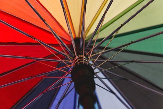 Colorful background. Colorful umbrella close-up.