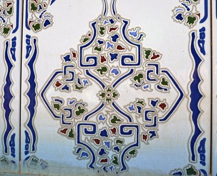 Typical traditional painted by hand glazed Spanish ceramic tiles