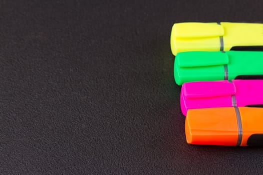 closed markers for design works. copy space background