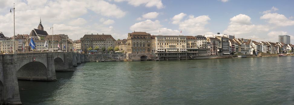 Mittlere bridge over Rhine in Basel city