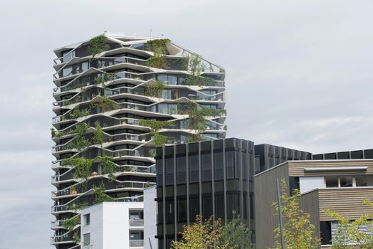 Asymmetric balconies surround Garden Tower- Bern, Switzerland 23 july 2017