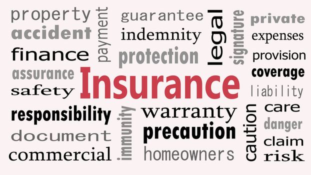 Insurance word cloud concept on white background.