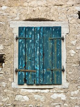 Old abandoned stone-built house in Old Perithia at Pantokrator Mountain, Corfu Island, Greece. Old Perithia is a ghost village on the northern side of Corfu.