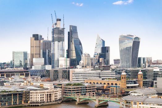 London downtown cityscape skylines building with River Thames in London UK