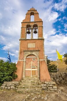 Orthodox church in Old Perithia, Corfu. Old Perithia is a ghost village on the northern side of Corfu.