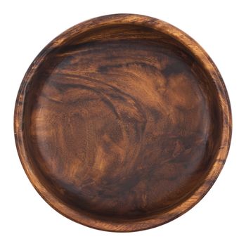 Empty wooden bowl isolated on white background with clipping path. Top view