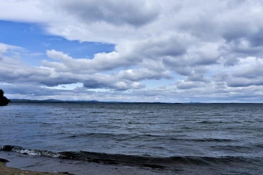 evening lake in cloudy weather, South Ural, Uvildy