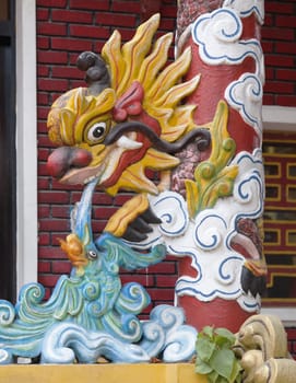 Dragon sculpture decoration of a temple in Vietnam