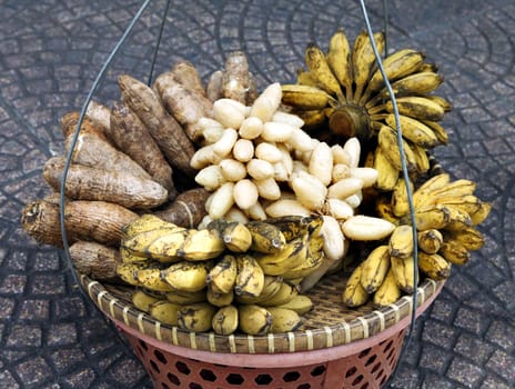 Fruit basket of a street vendor in Vietnam