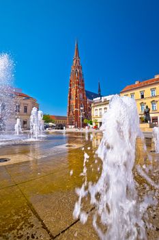 Osijek main square and cathedral view, Slavonija region of Croatia