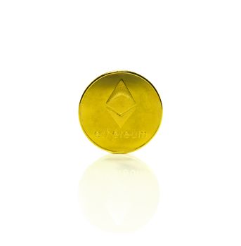 ethereum coin isolated on white, the ethereum is a virtual coin in the blockchain market
