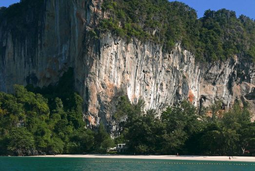 West railay beach cliffs 