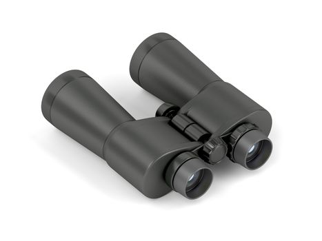 Binoculars on white background, 3D illustration