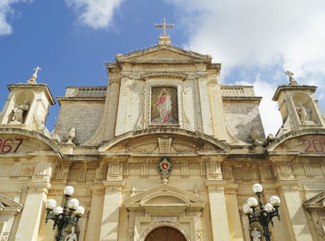 Facade of the Collegiate church of St. Paul in Rabat, Malta