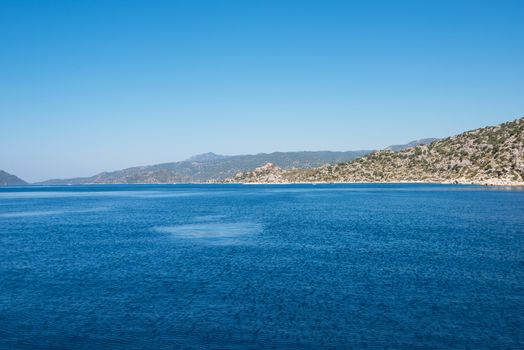 Sea, near ruins of the ancient city on the Kekova island, Turkey