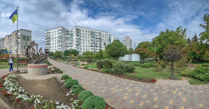 Yuzhne, Ukraine - 09.03.2018. Garden of forged sculptures in Yuzhny,  port  city in Odessa province of Ukraine on the country's Black Sea coast.