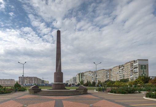 Yuzhne, Ukraine - 09.03.2018. Monument to the heroes of the Second World War in Yuzhny,  port  city in Odessa province of Ukraine on the country's Black Sea coast.