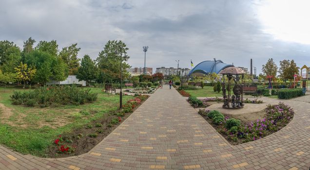 Yuzhne, Ukraine - 09.03.2018. Garden of forged sculptures in Yuzhny,  port  city in Odessa province of Ukraine on the country's Black Sea coast.