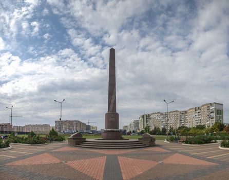 Yuzhne, Ukraine - 09.03.2018. Monument to the heroes of the Second World War in Yuzhny,  port  city in Odessa province of Ukraine on the country's Black Sea coast.