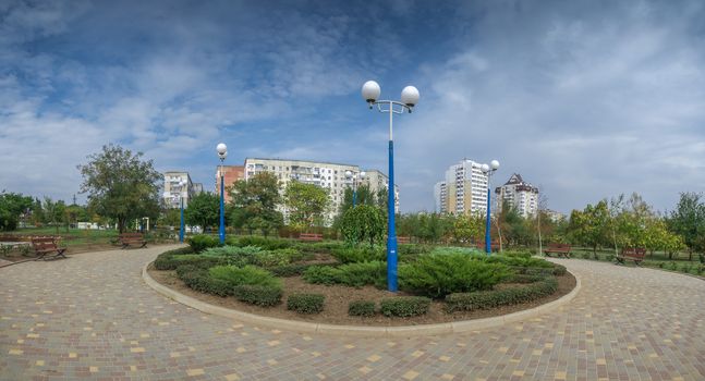 Yuzhne, Ukraine - 09.03.2018. Seaside Park in Yuzhny,  port city in Odessa province of Ukraine on the country's Black Sea coast.