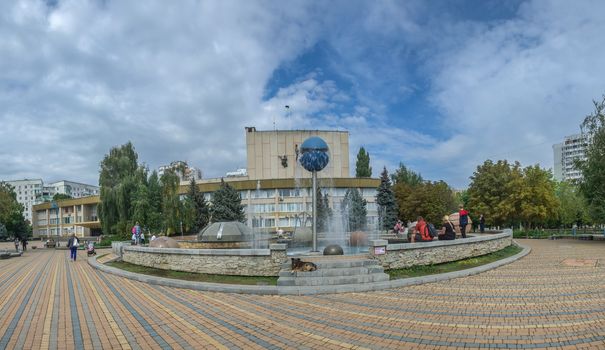 Yuzhne, Ukraine - 09.03.2018. Fountain Parade of Planets in Yuzhny,  port  city in Odessa province of Ukraine on the country's Black Sea coast.