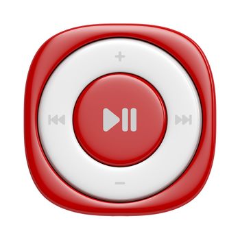 Front view of red music player, isolated on white background