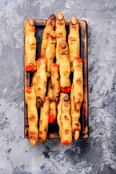 Homemade cookies in the form of terrible human finger