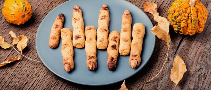 Homemade cookies in the form of terrible human finger