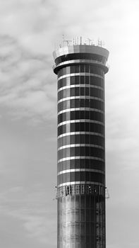 Air traffic contact center tower of Suvarnabhumi international airport Bangkok Thailand which manage queue of runway and communication between airplane for safty in air and ground with technology.