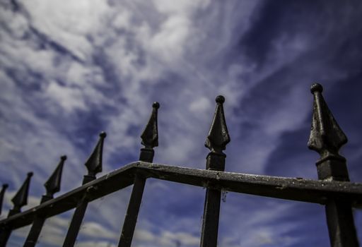 Decorated metal fence, detail of protection and security