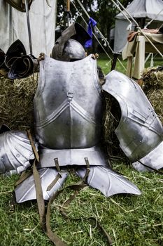 Ancient medieval armor of protection and security, detail of war and death