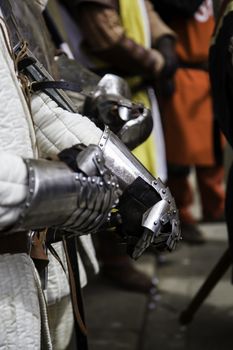 Medieval armor glove, detail of protection, ancient history