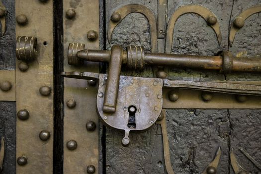 Old security padlock, protection detail, lock