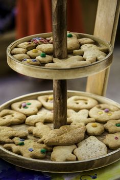 Homemade cookies with shapes, sweet dessert detail, celebration