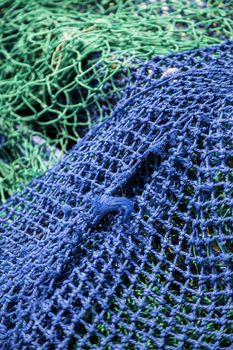 Old fishing nets, tool detail for fishing, sea food