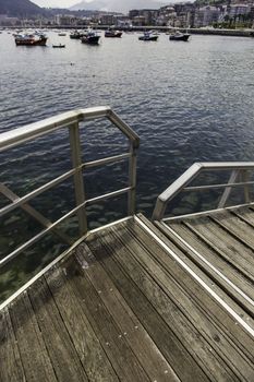 Wooden footbridge, access detail for pedestrians