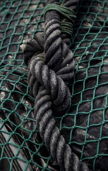 Old fishing nets, tool detail for fishing, sea food