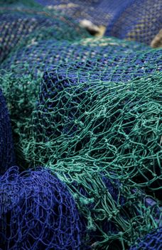 Old fishing nets, tool detail for fishing, sea food