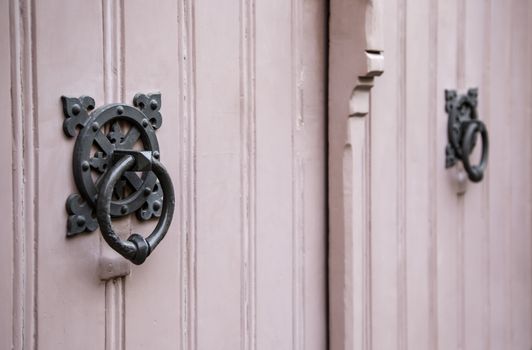 Old metal door knocker, decoration detail