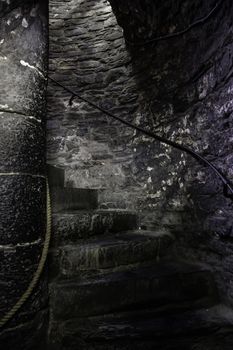 Ancient spiral staircase, medieval staircase detail