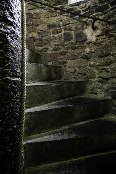 Ancient spiral staircase, medieval staircase detail