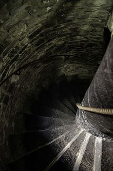 Ancient spiral staircase, medieval staircase detail