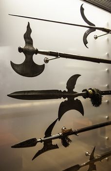 Ancient medieval spears, detail of weapons of war
