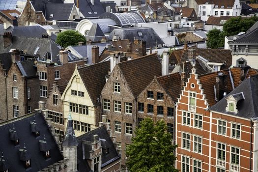 Panoramic view of the city of Ghent, detail of city of Belgium, Europe