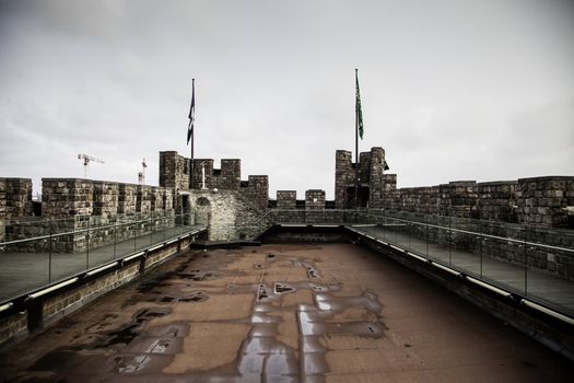 Panoramic view from a castle, detail of history and tourism